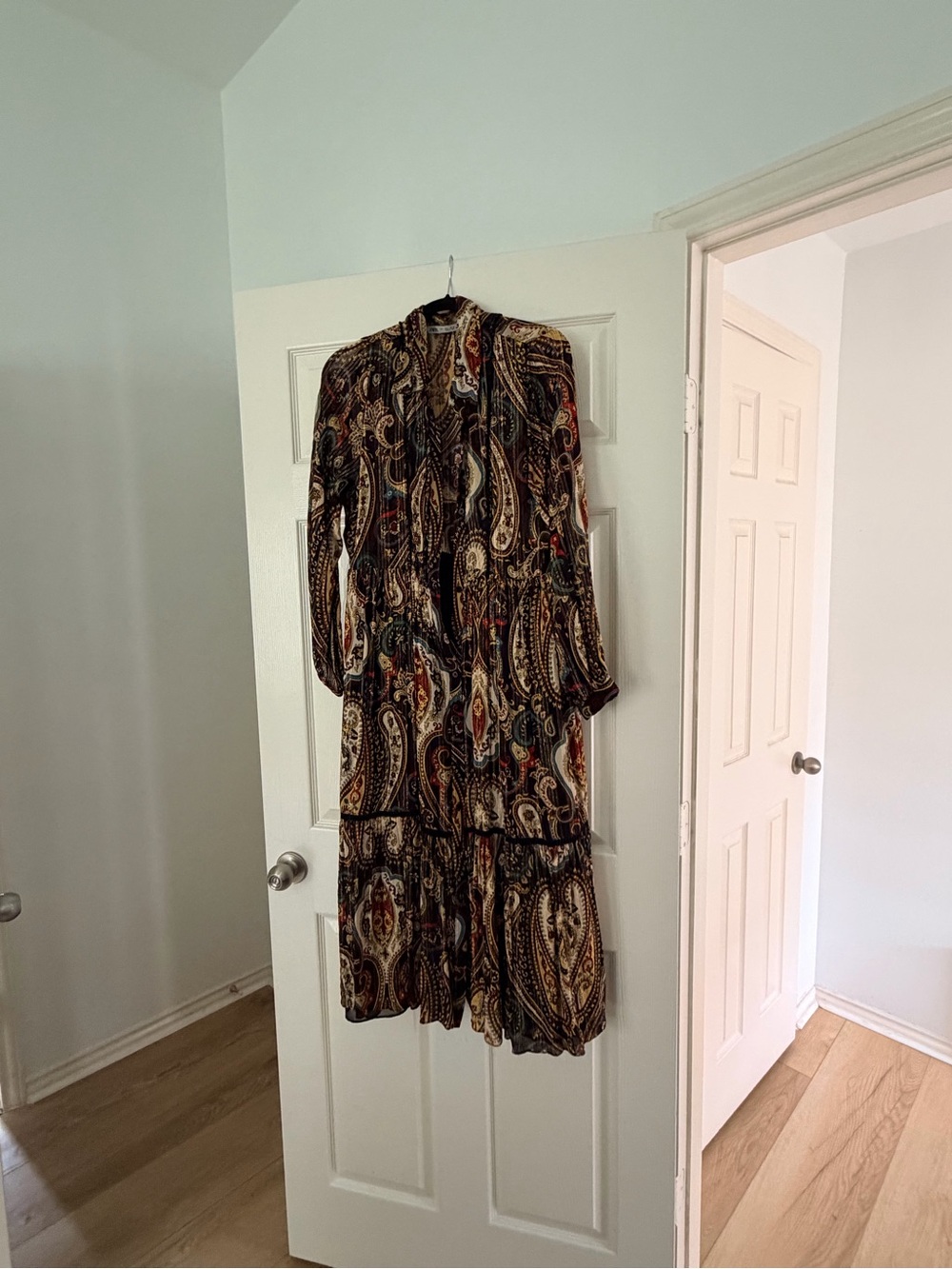 Zara Paisley Long-Sleeve Dress